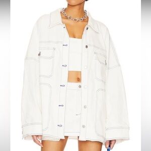 Women’s White Denim Jacket and Skirt Set